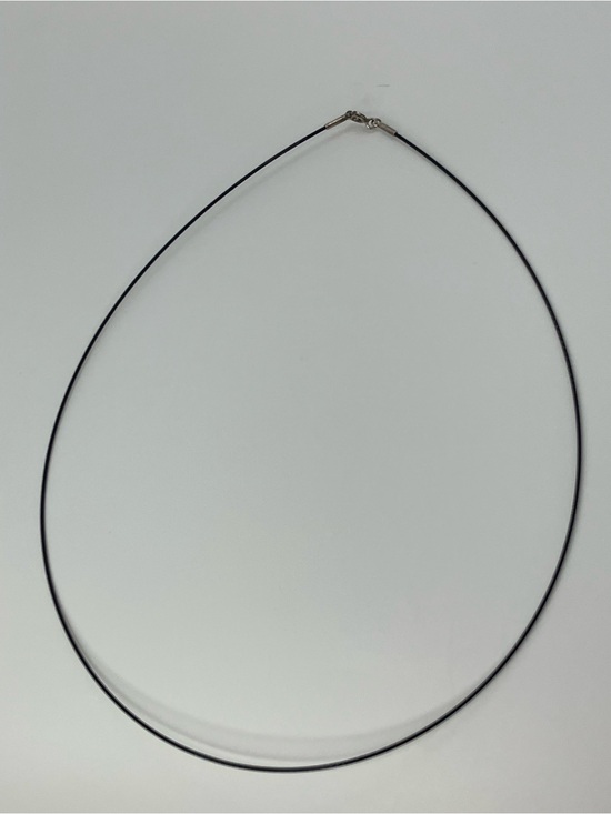 Source Unknown Jewelry - 925 Sterling Silver Clasp Minimalist Black Coated Wire Metal Cord Necklace 19”
